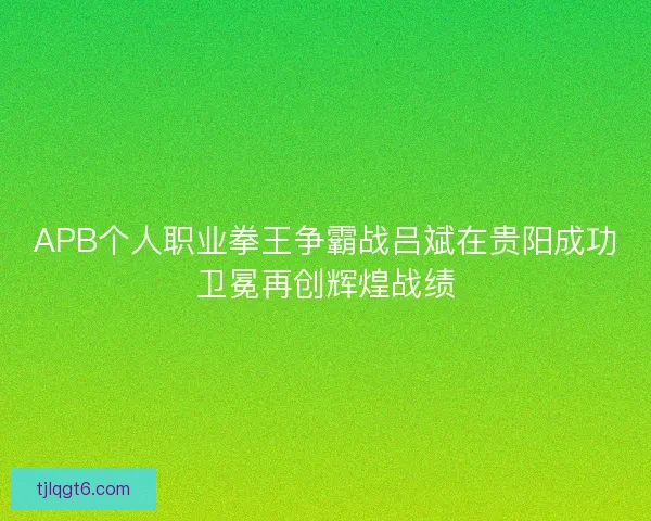 APB个人职业拳王争霸战吕斌在贵阳成功卫冕再创辉煌战绩