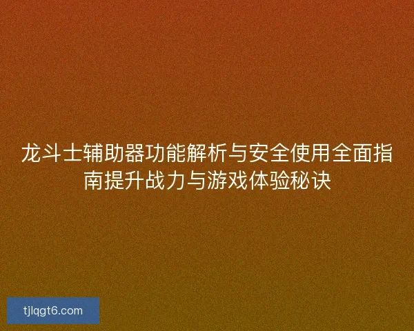 龙斗士辅助器功能解析与安全使用全面指南提升战力与游戏体验秘诀